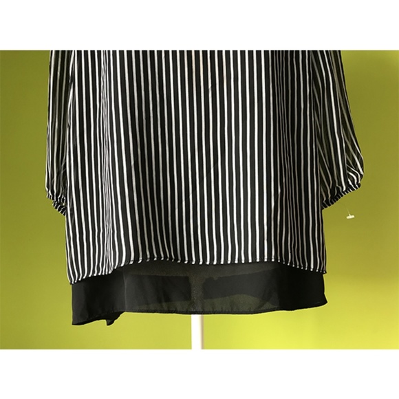 AB Studio Scoop Split Back Striped Lined Top L - Picture 5 of 7